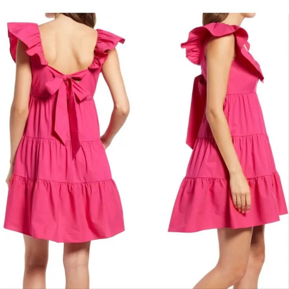 Saylor Karalyn Tiered Ruffle Tie Back Mini Dress Large NWT